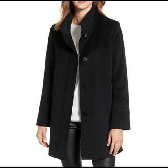 FLEURETTE LORO PIANNA Wool Stand Collar Car Pea Coat Jacket Black Pocket… - Picture 2 of 11